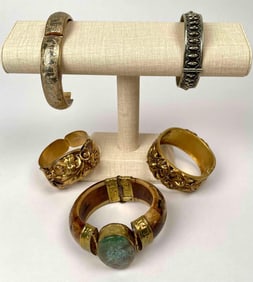 Five Vintage Hinged Bangle Bracelets