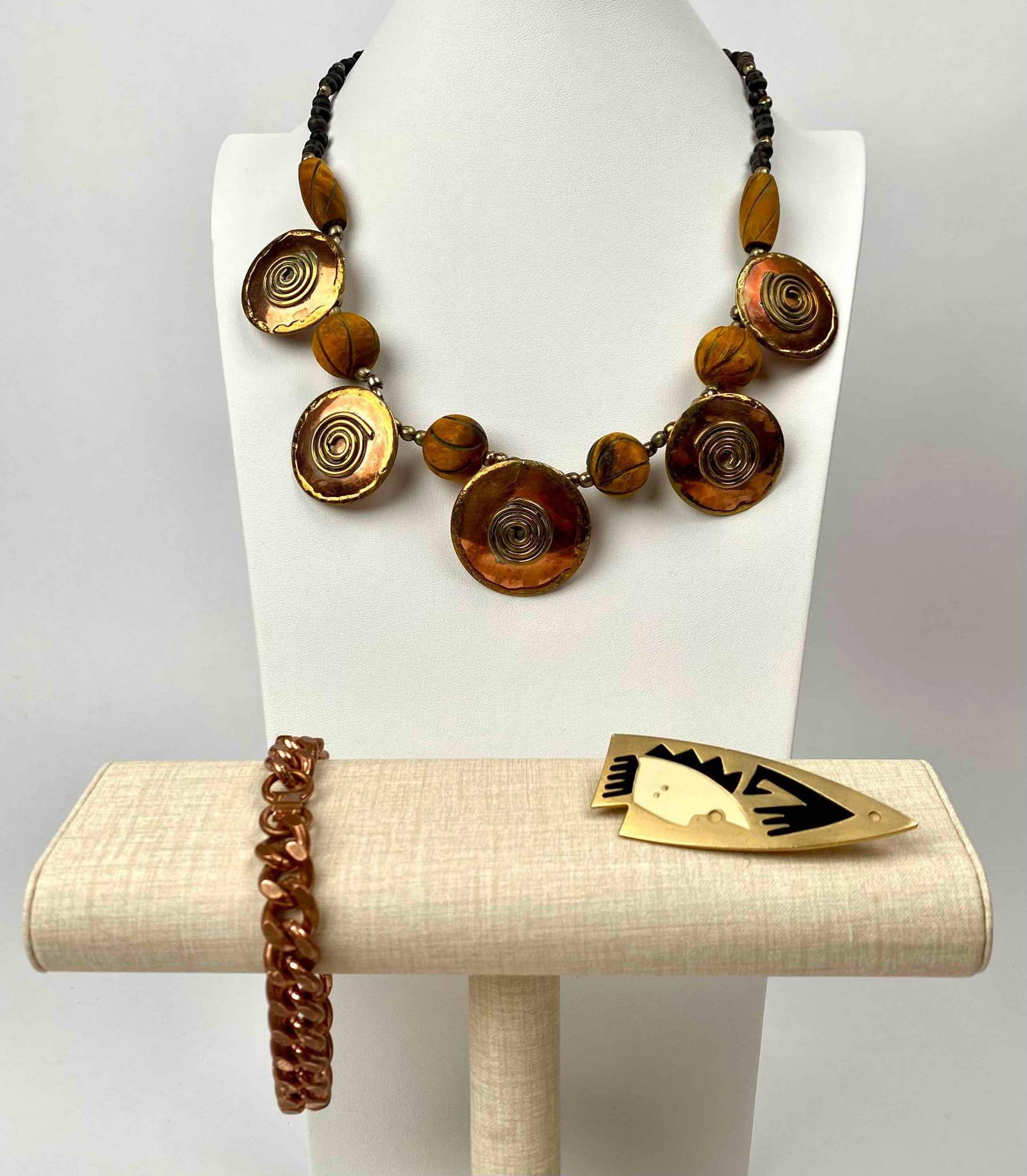 Vintage Modernist Jewelry and Solid Copper Bracelet (JJ) (1 of 10)