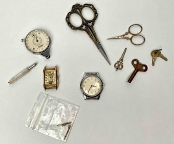Vintage Watches and Scissors (Opisometer and Horologist Equipment)