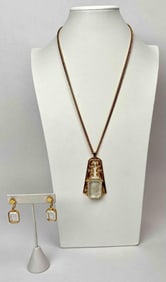 Vintage Gold Tone Intaglio Jewelry Set