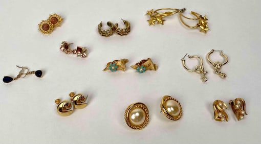 Vintage Gold Tone Earrings, Including Avon and Sarah Coventry