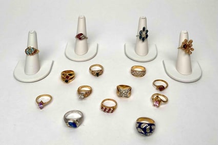 Fifteen Vintage Gold Plated and Costume Rings
