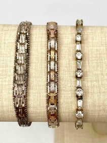 Three Vintage Sterling Silver Tennis Bracelets