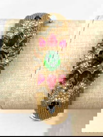 Vintage Crown Trifari Gold Tone Hinge Bracelet