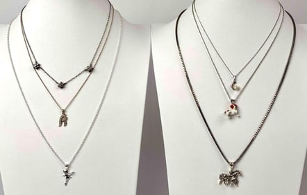 Six Sterling Silver Necklaces