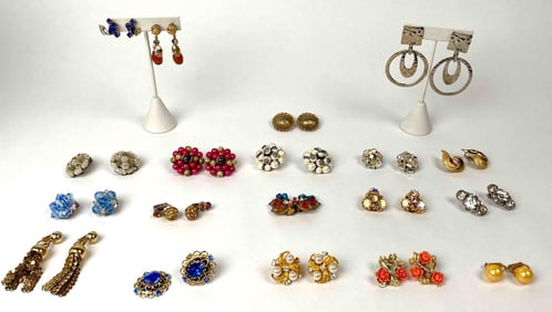 Nineteen Pairs of Vintage Earrings