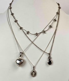Four Sterling Silver Necklaces