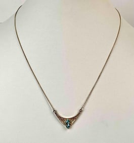 Sterling Silver and Blue Stone Necklace and Earrings Set