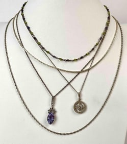 Five Sterling Silver Necklaces
