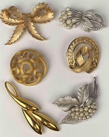 Six Vintage Trifari and Crown Trifari Brooches