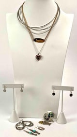 Vintage Sterling Silver and Silver-Tone Jewelry, and Sterling Silver Box