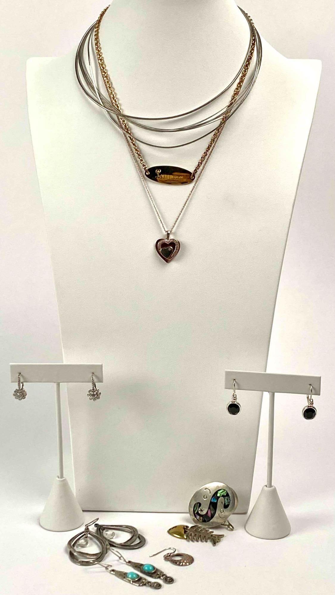 Vintage Sterling Silver and Silver-Tone Jewelry, and Sterling Silver Box (1 of 11)