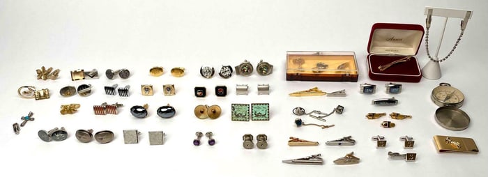 Vintage Cuff Links, Tie Clips, Collar Pins, Money Clip, and Compass - Swank, Hickok, Krementz