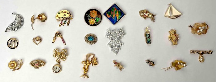Twenty-Three Vintage Brooches - Trifari, Coro, RMN, Helieu, Beau-Ster, Danecraft, Bonetto, JJ