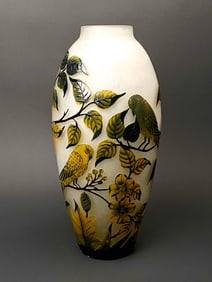 Painted Cameo Glass Multi-Color Vase