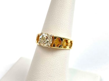 14K Yellow Gold and Diamond Ring