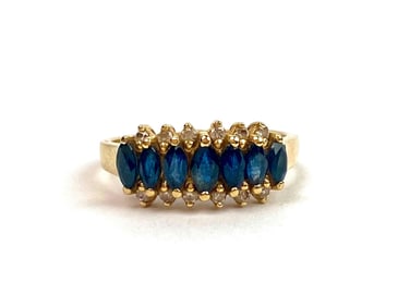 14K Gold Ladies Sapphire and Diamond Ring
