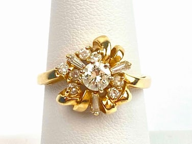 14KPL and Diamond Floral Cluster Ring