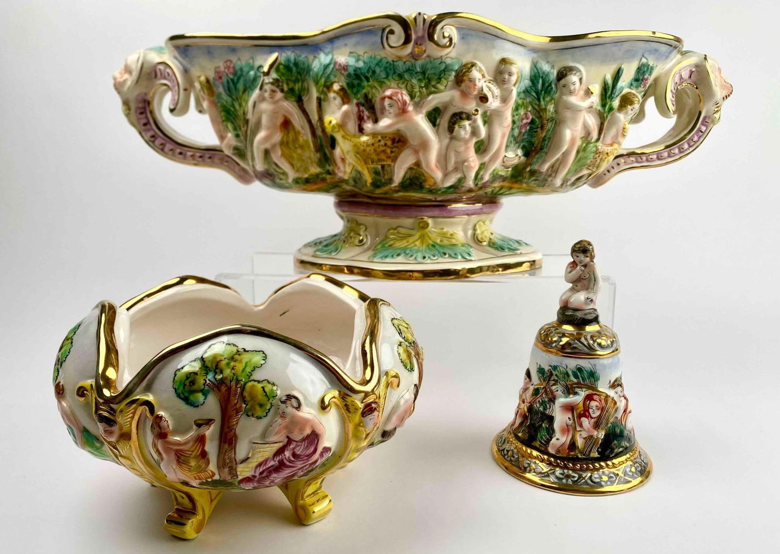 Lot of Late 19th Century Capodimonte Bowls and Bell (1 of 12)