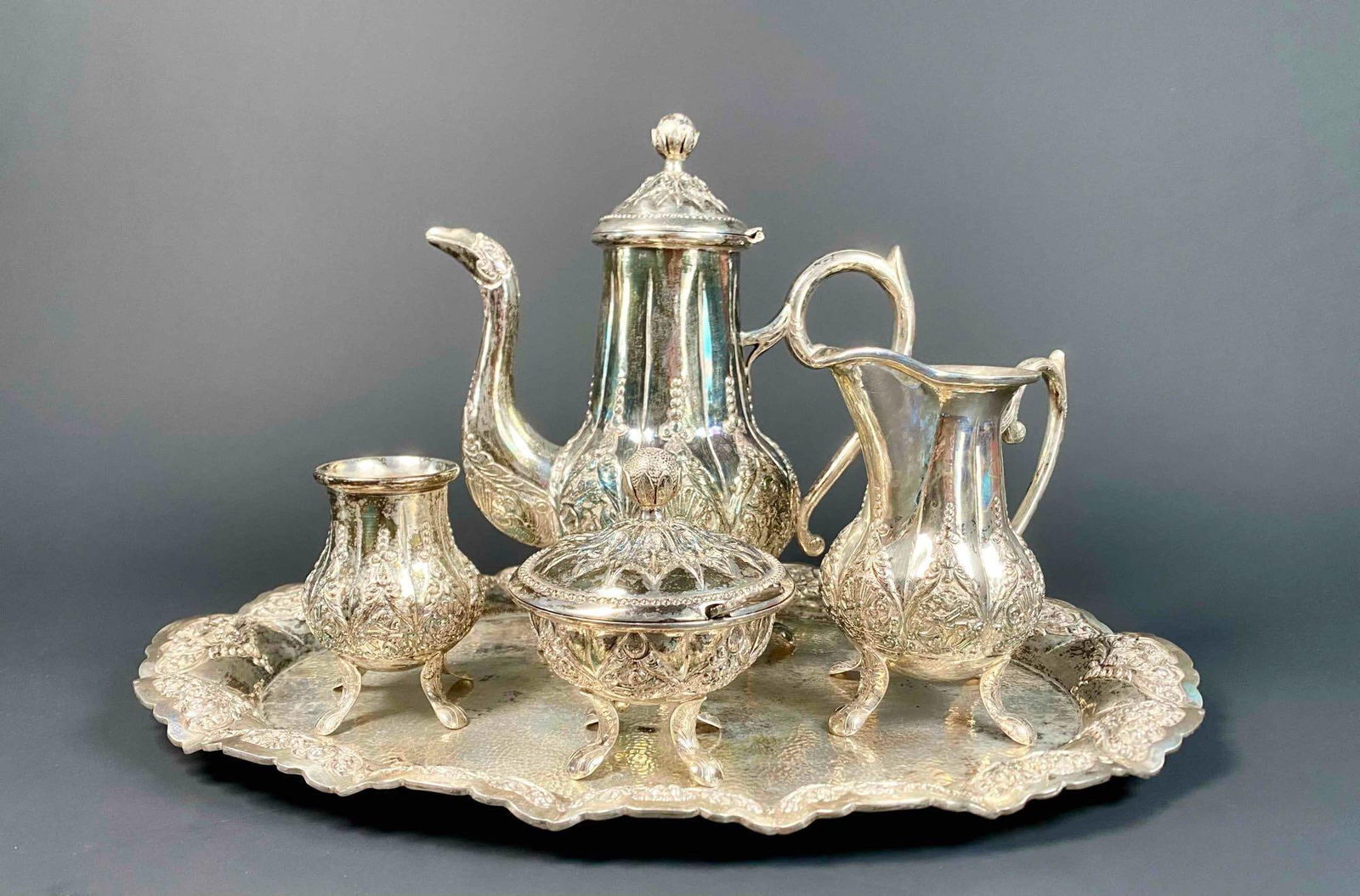 Indonesian 800 Silver 5 Piece Tea Set (1 of 12)