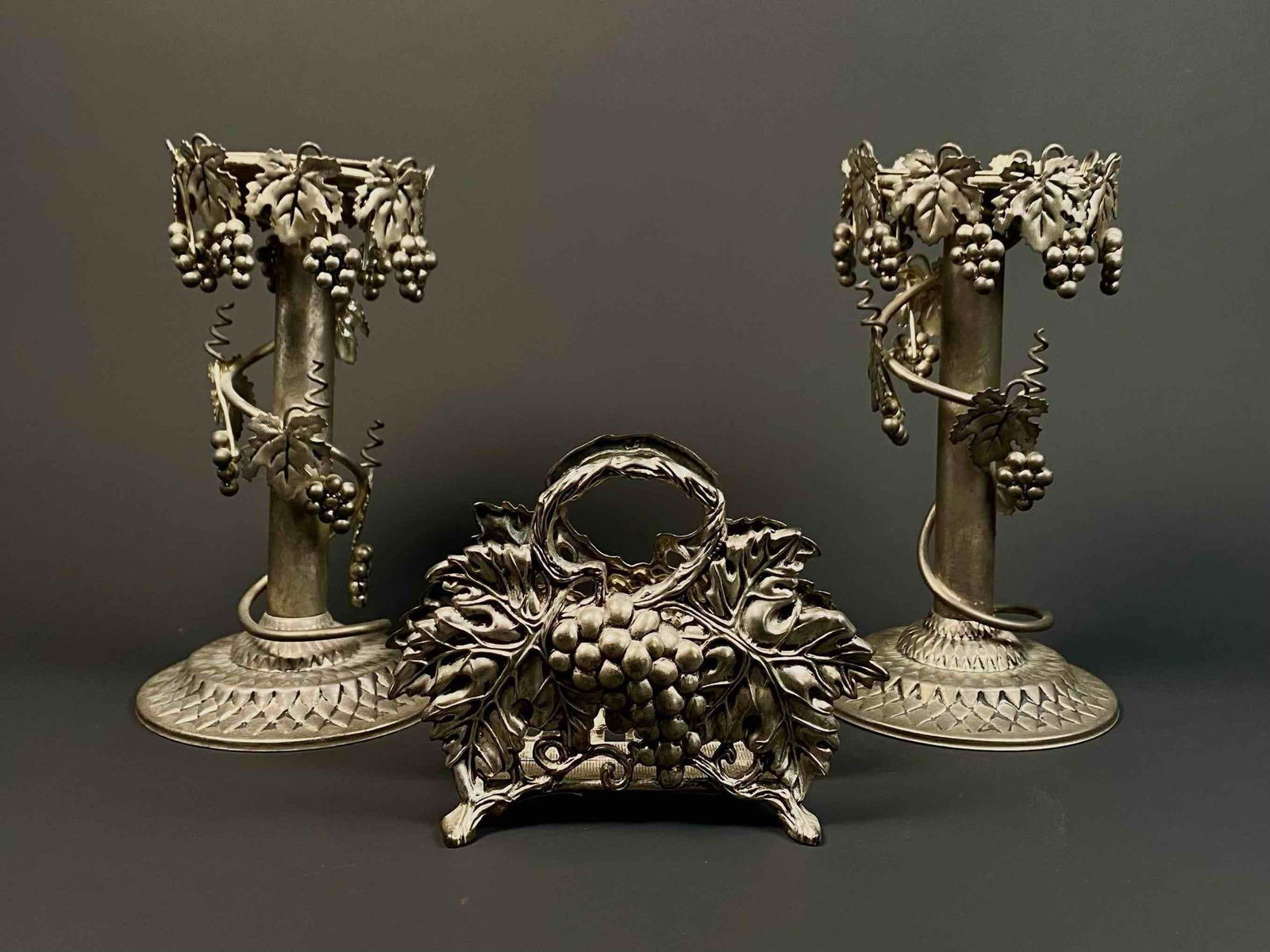Silver-tone Godinger Silver Napkin/Letter Holder and Studio Silversmiths Candlesticks (1 of 11)