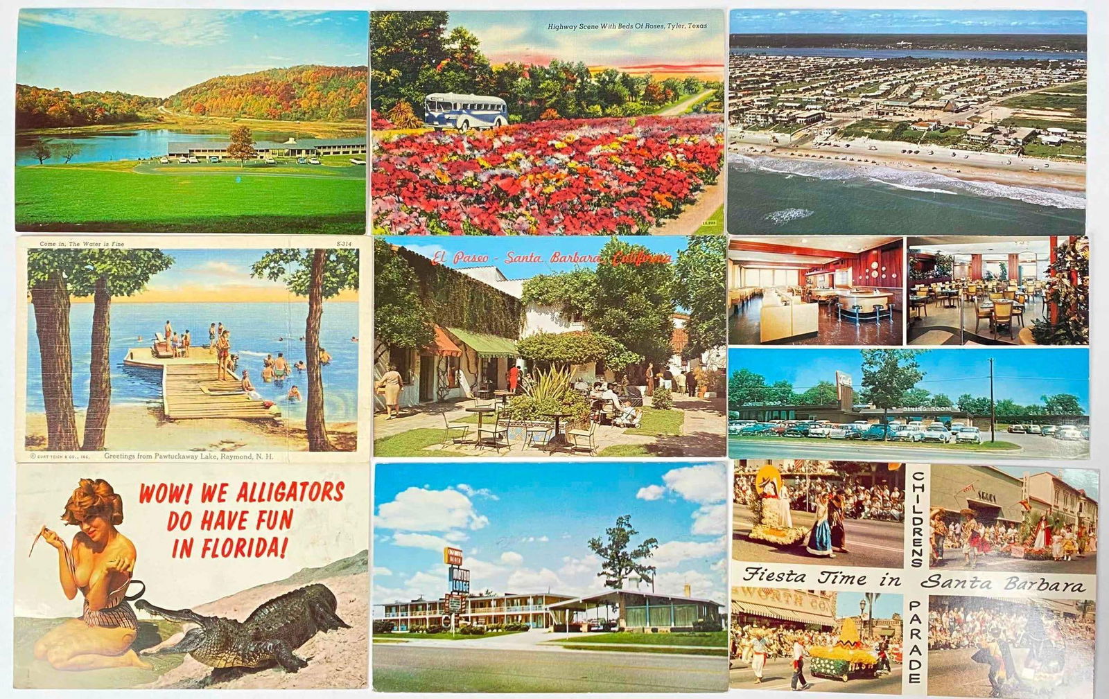 62 Mid-Twentieth Century Travel Post Cards: 62 Mid-Twentieth Century Travel Post Cards. Lot is in good to excellent condition. Please see photos for additional details. Dimensions Smallest: 5.5" x 3.5" Dimensions Largest: 6" x 4" Total Weight: