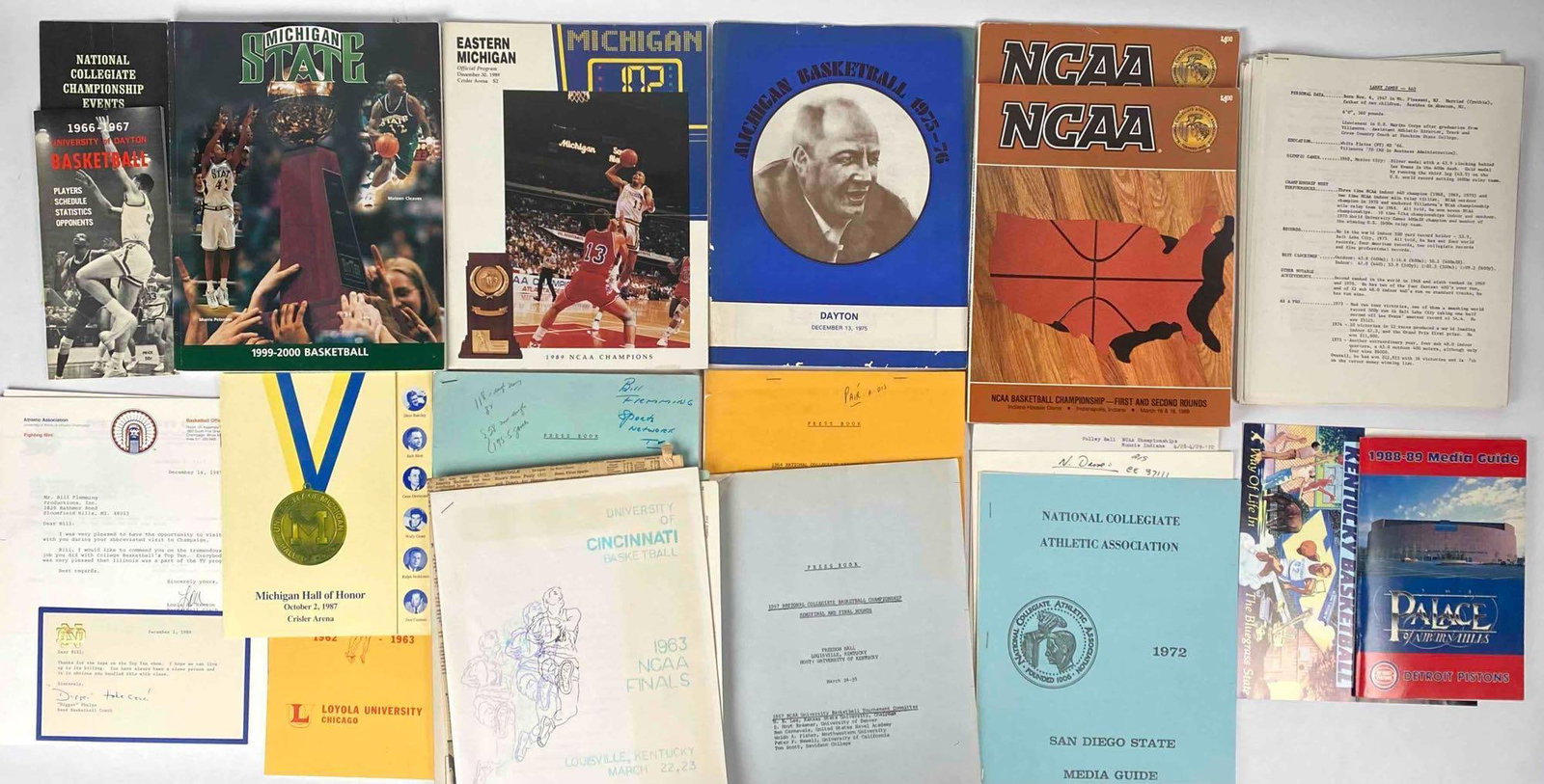 NCAA Basketball Programs, Notes, and Letters to Bill Flemming (1 of 13)