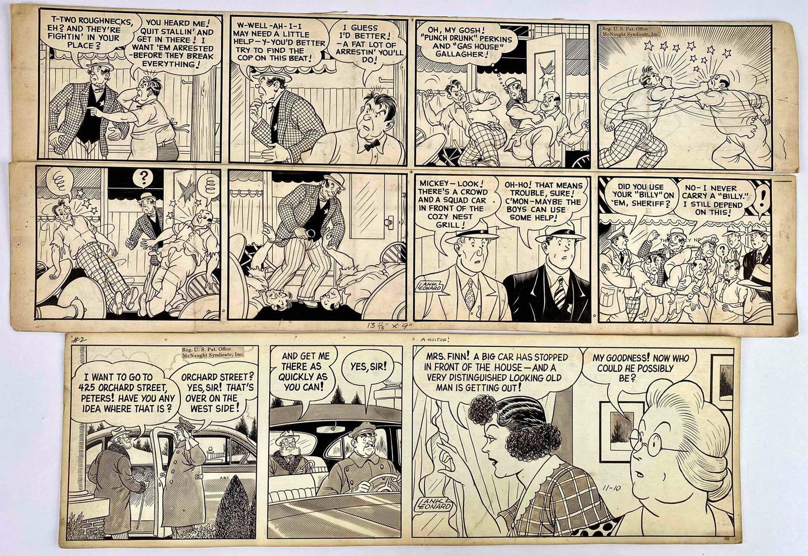Lank Leonard "Mickey Finn" Original Artwork Comic Strips (1 of 8)