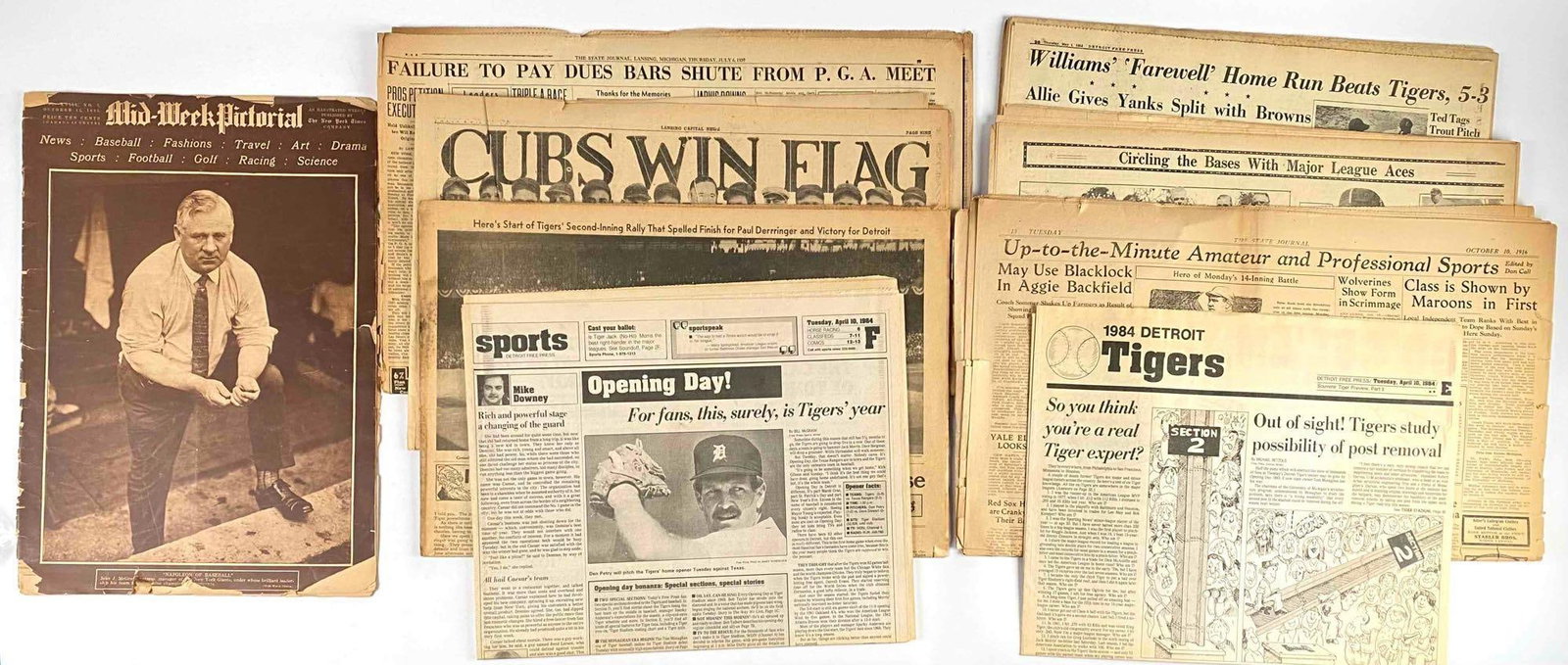 Newspapers featuring Tigers, Cubs, Yankees, Babe Ruth (1916-1984) (1 of 11)
