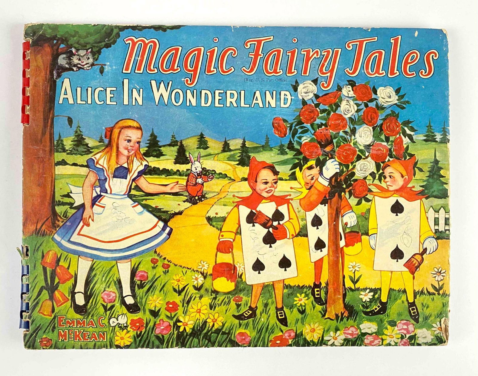 "Magic Fairy Tales" Alice in Wonderland Animated Pop Up Book, 1943: "Magic Fairy Tales" Alice in Wonderland Animated Picture Book, 1943. Illustrated by Emma C. McKean, Published by McLaughlin Bros Inc. Lot is in good condition. Please see photos for additional details