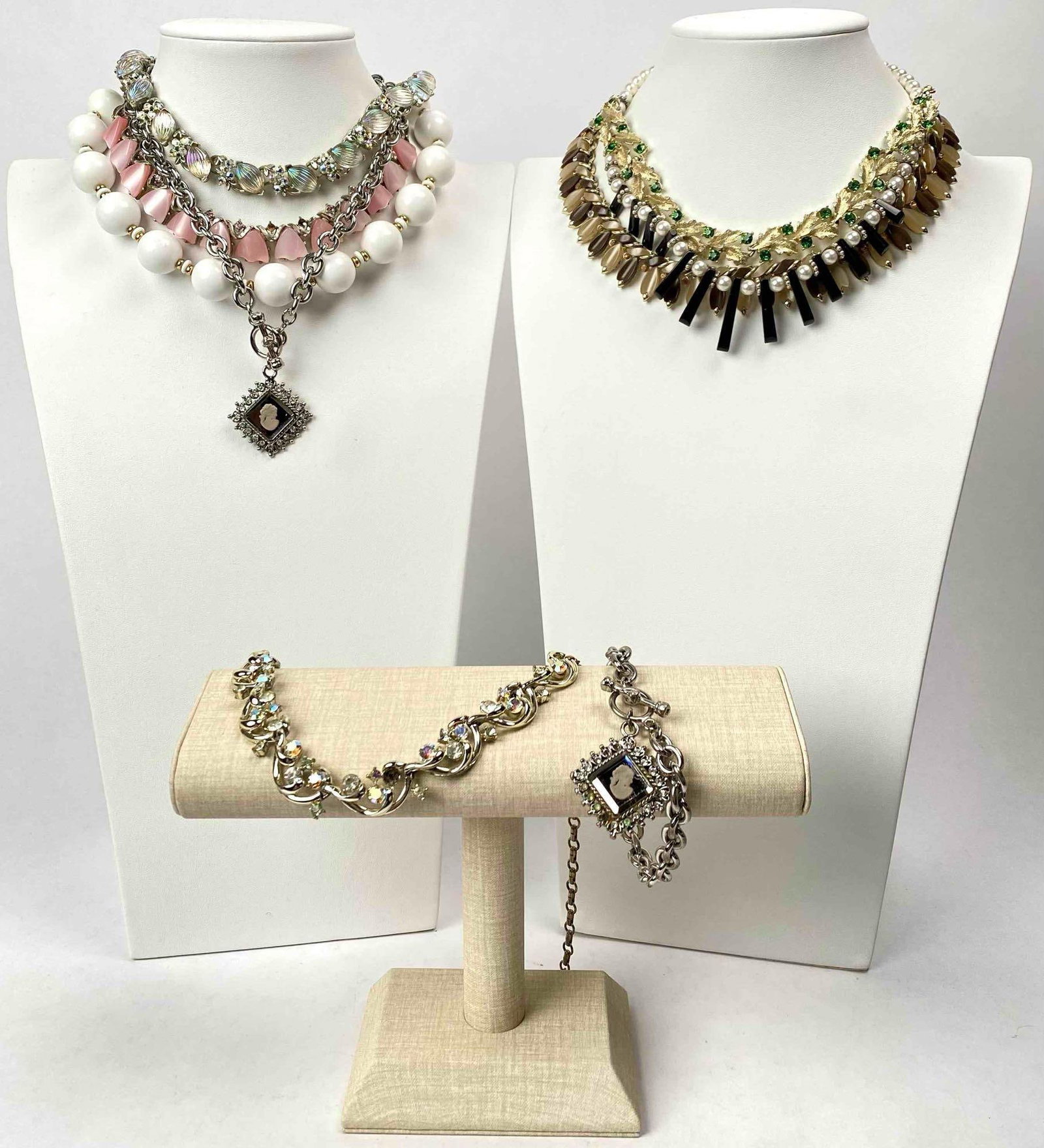 Lot of 10 Costume Necklaces and Bracelet - Lisner, Coro, Monet: Lot of 10 Costume Necklaces and Bracelet - Lisner, Coro, Monet. Note - One Lisner Necklace is broken. Items are in good to excellent condition. Please see photos for additional details. Length: 8" - 1