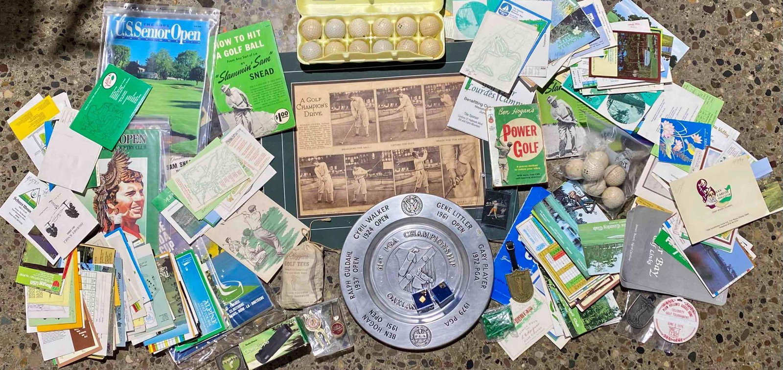 Large Lot of Golf Ephemera (Score Cards, Awards, Golf Balls, Maps, Tees) (1 of 12)
