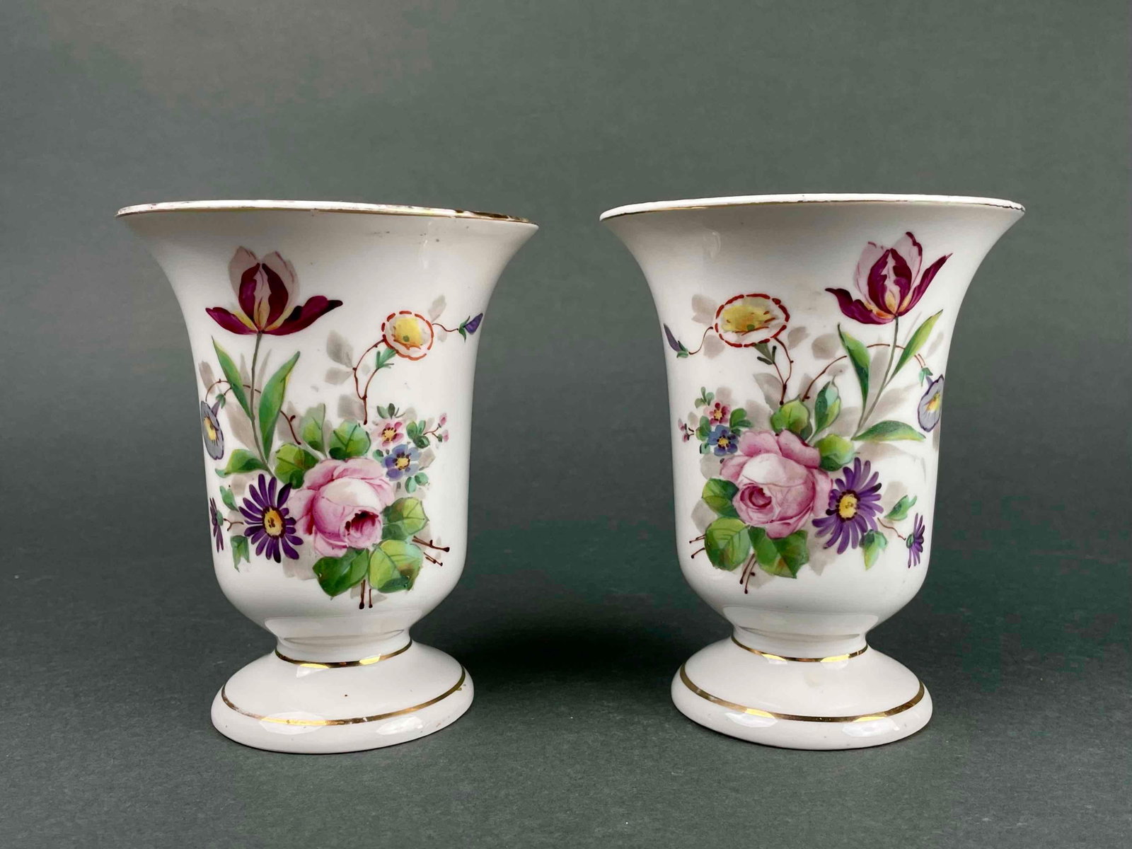 Pair of Czech Bohemian Hand Painted Vases (1 of 12)