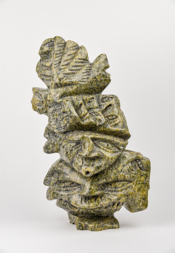 Large Inuit Spirit Carving in Green Soapstone (Tytoosie Tunnillie, Cape Dorset/Kinngait) (1 of 11)