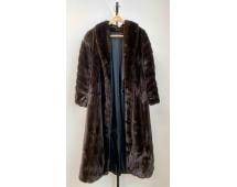 Chloe Brown Full-Length Mink Coat with Satin Lining: Full length brown mink coat by Chloe. Coat is brown fur with black lining. Chloe tag is present on the inside of that coat as pictured. Mink Coat is in good condition. Please see photos for additional
