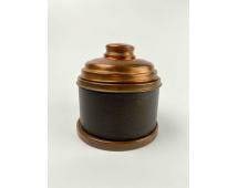 Vintage Rumidor Tobacco Humidor: Vintage tobacco humidor by Rumidor. Humidor is made with copper, faux snakeskin and lined with wood. Item is in good condition with some wear as pictured. Please see photos for additional details. | D