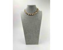 Vintage Tifari Gold-Tone Necklace: Tifari gold-tone necklace with fauxÂ pearls. Necklace has floral inspired links with clusters of fauxÂ pearl accents and rhinestones. Item is hallmarked Tifari as pictured and is i