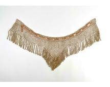 Antique Victorian Beaded Lace Collar Trim: Victorian-era beaded lace collar. Collar is V-shaped and accented with satin ribbon. Item is in good condition with age-appropriate wear. Please see photos for additional details. | Dimensions: 15