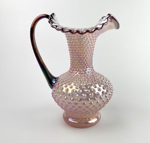 Fenton Glass Pink and Purple Opalescent?Iridescent Carnival Hobnail Pitcher