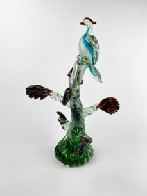 Hand-Blown Murano Glass Bird Sculpture