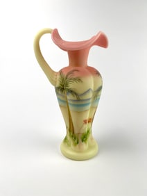 Fenton Burmese Glass Ewer (Signed, Uranium Glass)