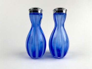 Fenton Blue Opaline 95th Anniversary Salt and Pepper Shakers