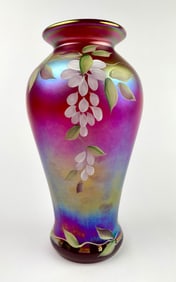Fenton 2003 Heirloom Optic Collection Hand-Painted Glass Vase