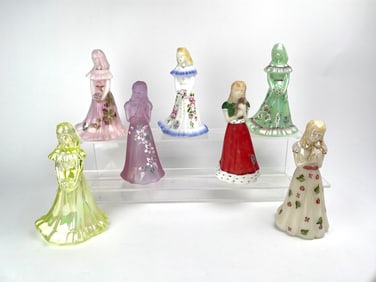 Lot of 7 Fenton Mother and Bridesmaids Glass Figurines