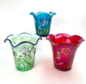 Lot of 3 Heritage Optic Collection Fenton Vases