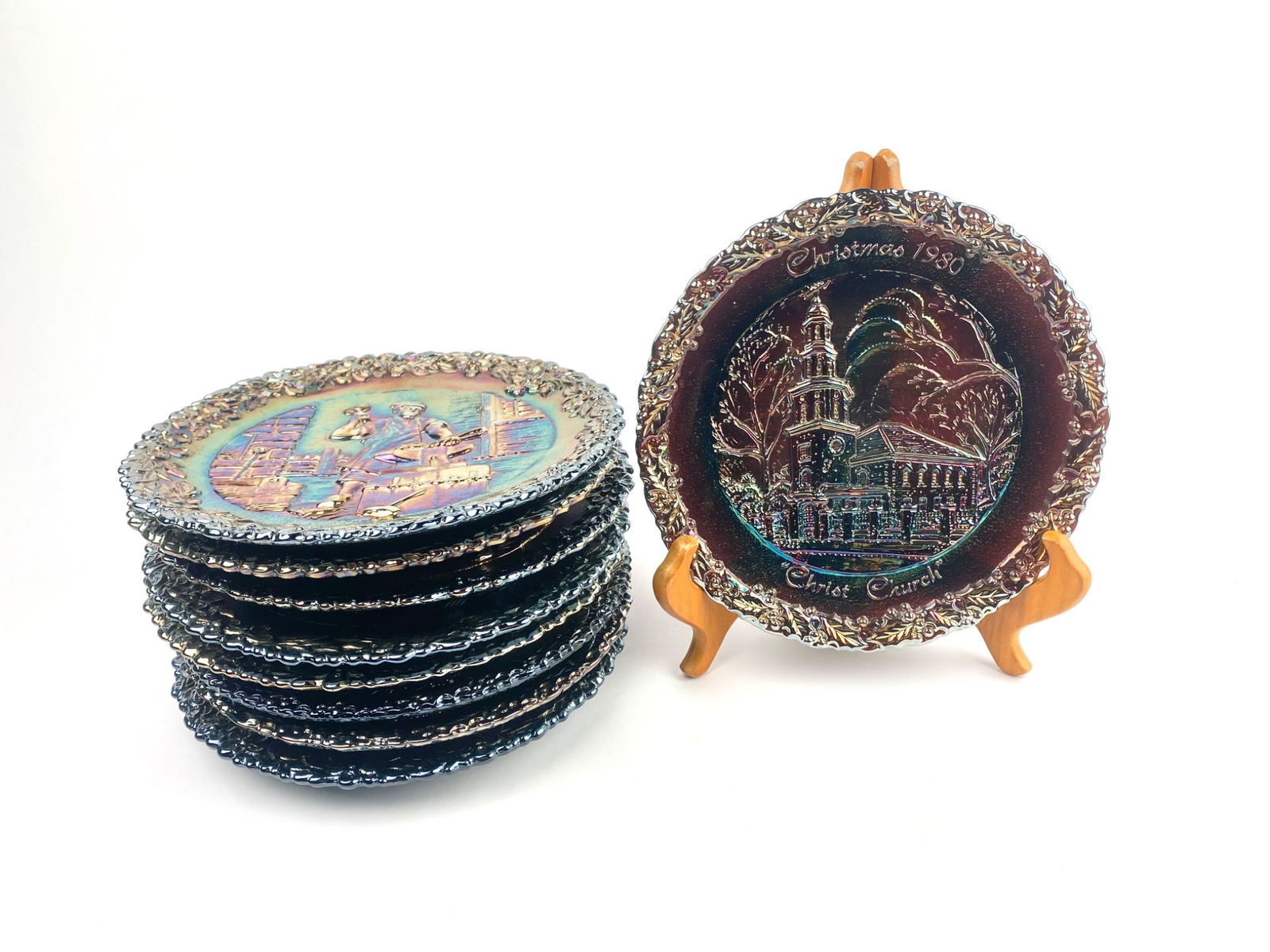 Set of Fenton Carnival Glass Christmas in America (1 of 9)