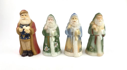 Set of 4 Fenton Santa Figurines