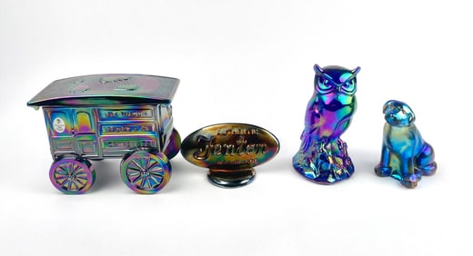 Four Fenton Glass Iridescent Figurines