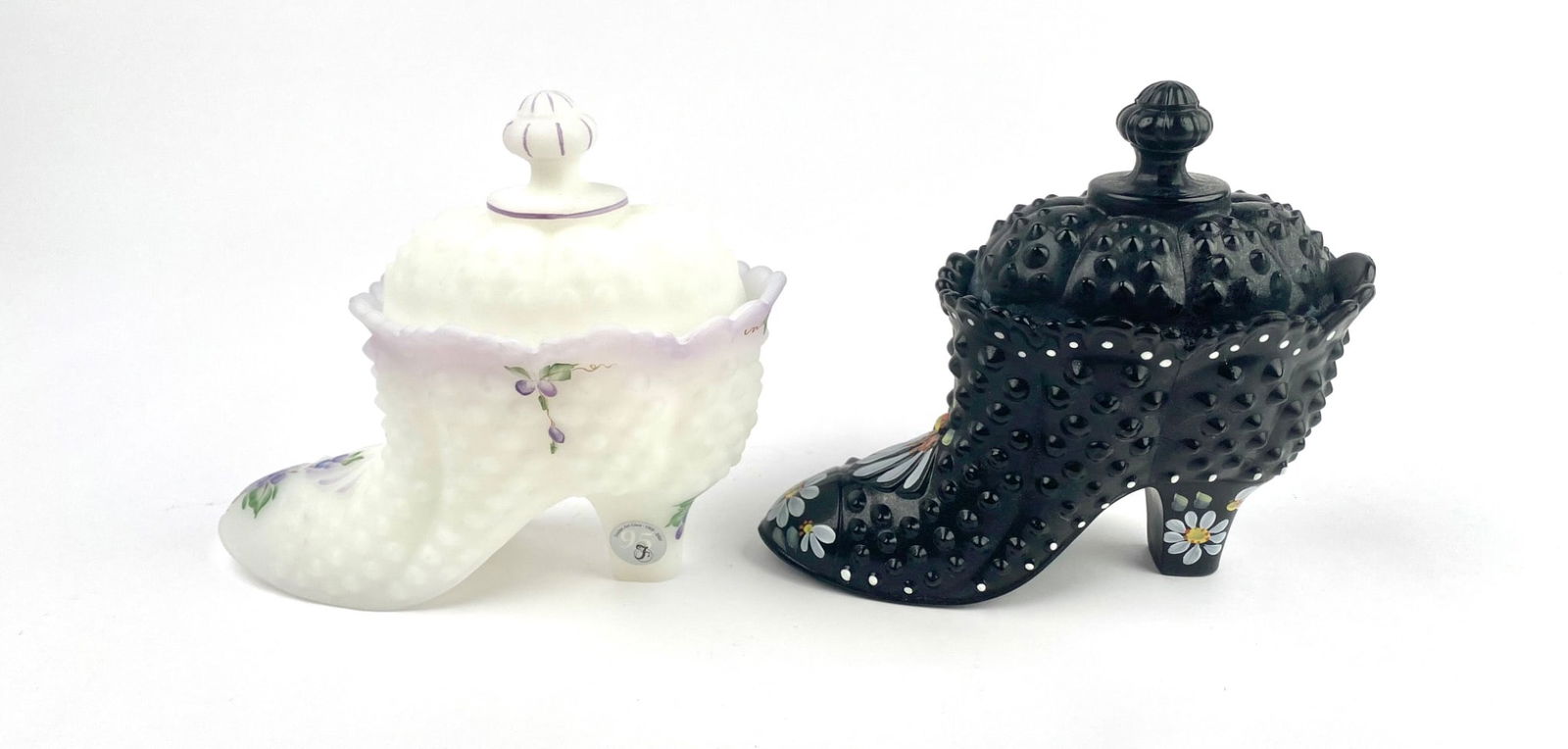 Pair of Fenton Glass Shoe Figurines Signed by P. Hayhurst (1 of 11)