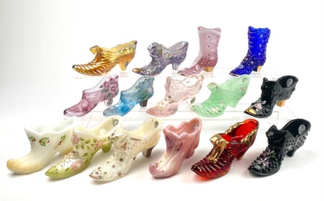 15 Fenton Glass Shoe Figurines